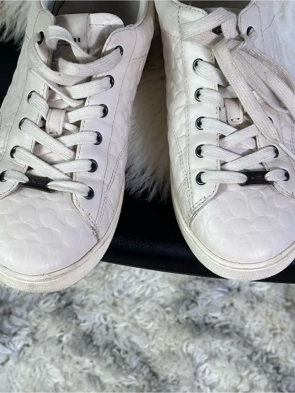 Coach Women's cream leather Signature Embossed Sneakers
